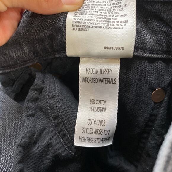 Agolde Jeans Womens 30 Faded Black Denim High Rise Stovepipe Straight Zip Fly - Picture 7 of 10